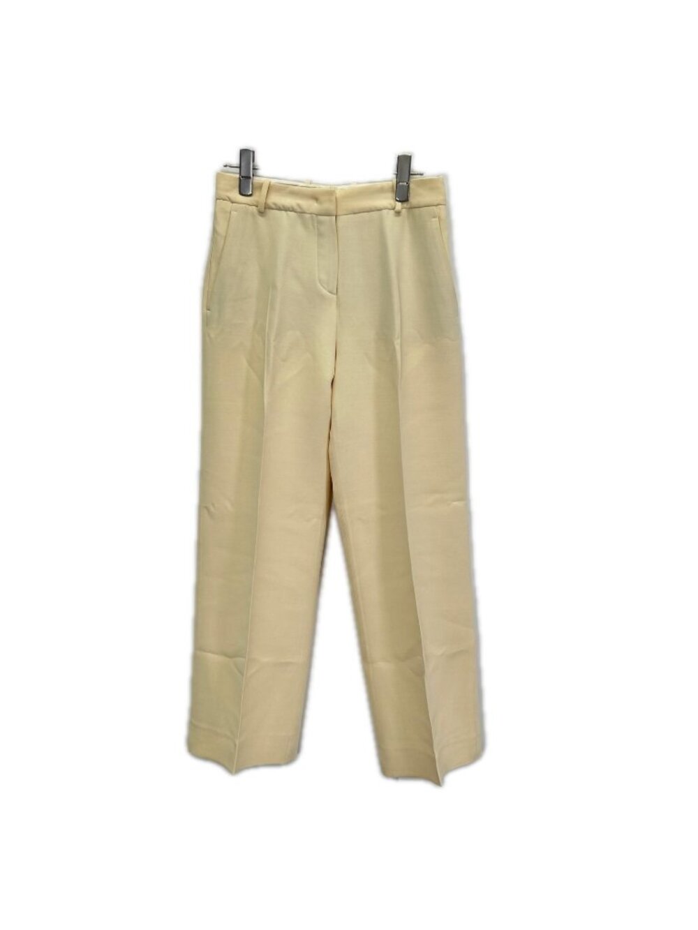 Loro Piana Ivory Wool Silk Zip Fly Center Crease Straight Wide Pants 38